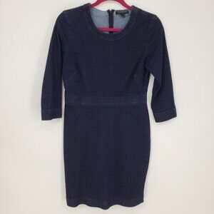 3/$25 Banana Republic Denim Sheath Dress 8 Women's Stretch Dark Wash Blue